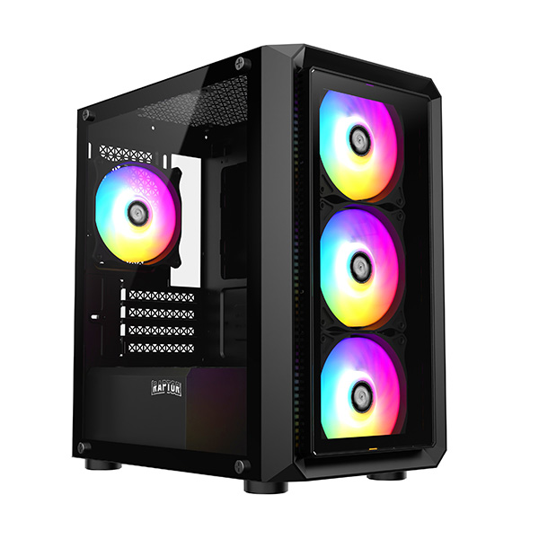 GABINETE RAPTOR INFINITY GLASS TG X2 MID-TOWER RGB FAN X4 (6717)