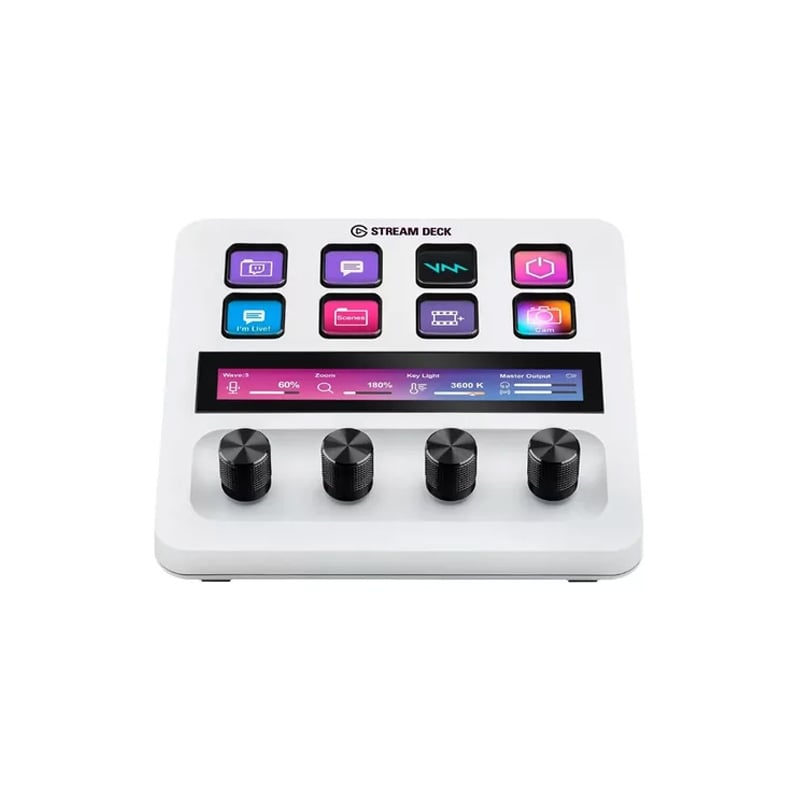 STREAM DECK ELGATO - CON 8 TECLAS LCD TOUCH STRIP & 4 DIALES MULTIFUNCIONALES - WHITE