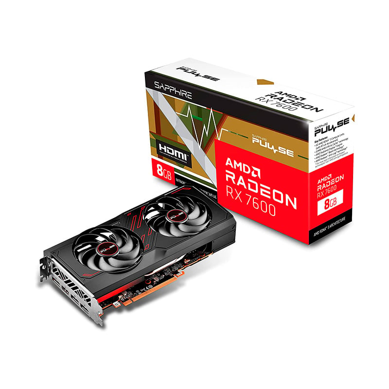 PLACA DE VIDEO SAPPHIRE RX 7600 PULSE 8GB GDDR6 (MEJOR QUE RTX 3060)