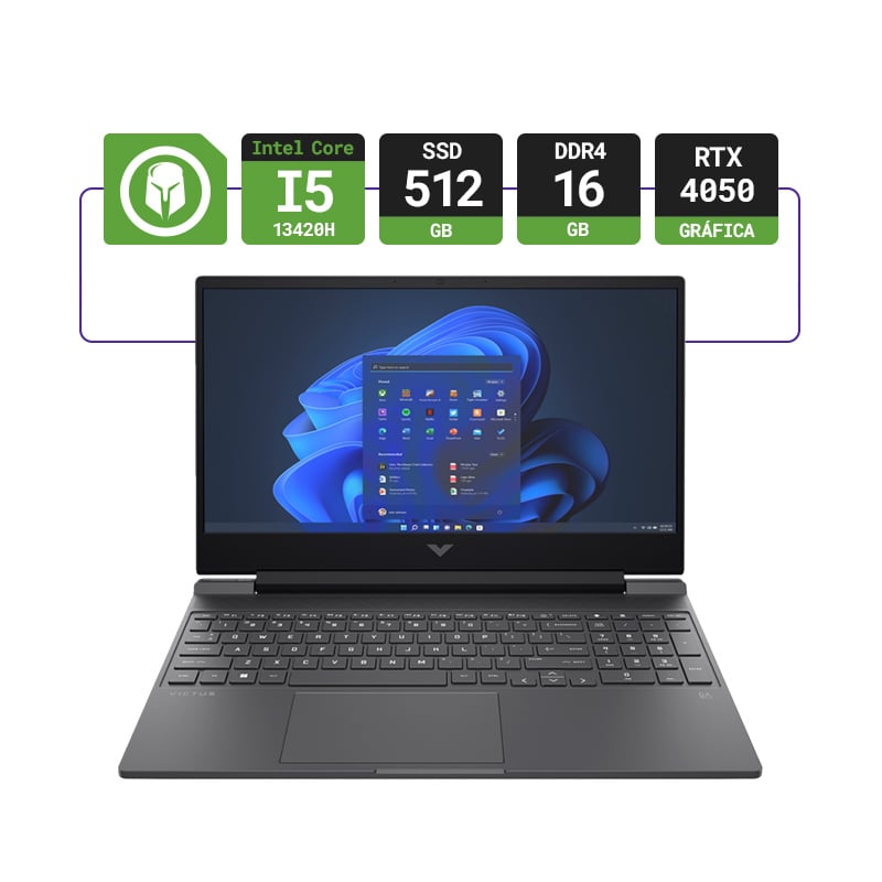 NOTEBOOK HP VICTUS 15 FA2701WM 15.6" INTEL I5 13420H 16GB RAM 512GB SSD W11 RTX 4050 6GB - SILVER