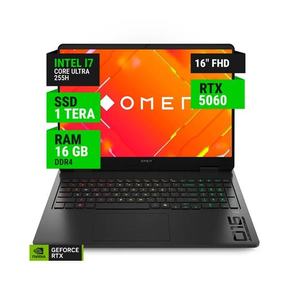 Notebook Hp Omen 16-Am0073 16" Intel I7 Core Ultra 255h 16gb Ram 1tb Nvme Rtx 5060 8gb W11 - 144hz