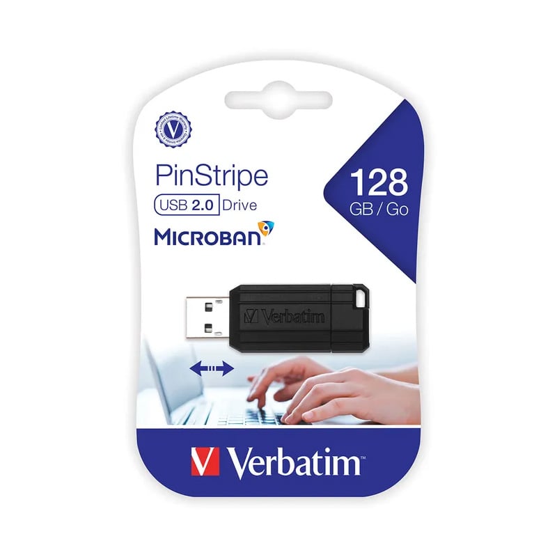 PENDRIVE 128GB VERBATIM PINSTRIPE NEGRO USB 2.0