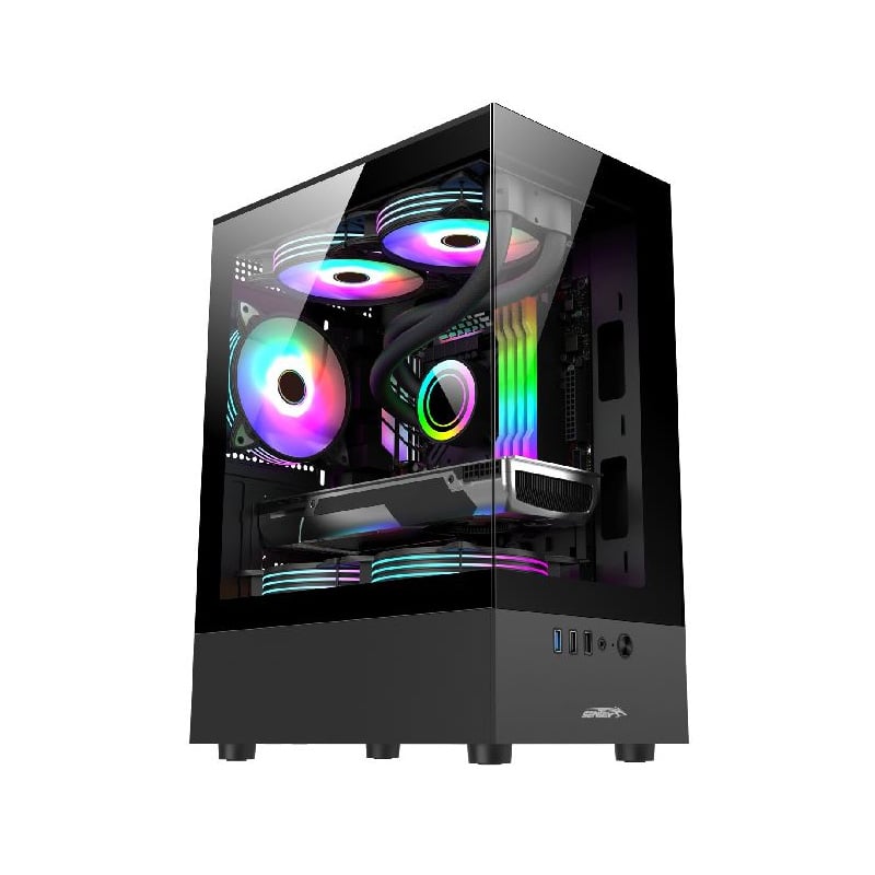 GABINETE SENTEY 6100-SF H10 ARGB BLACK - FAN X5