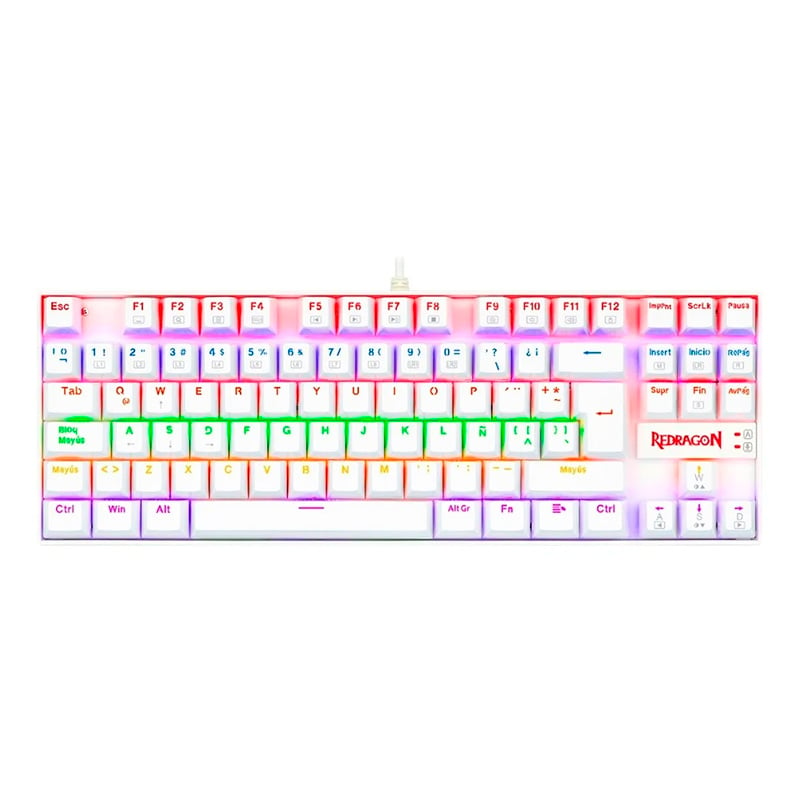 TECLADO MECANICO REDRAGON K552W KUMARA WHITE RAINBOW RED SWITCHES - ESPAÑOL