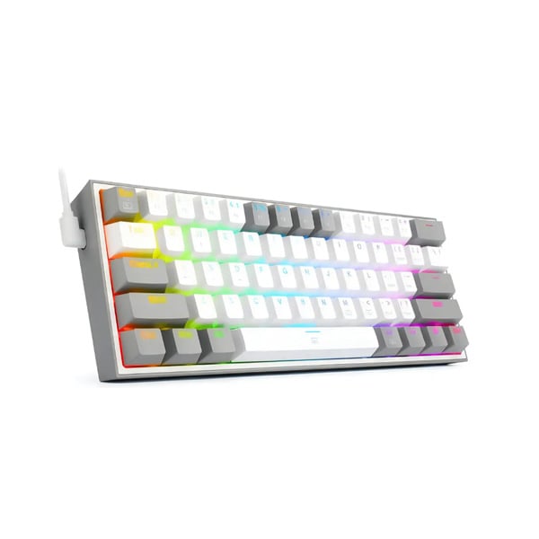 TECLADO MECANICO 60% REDRAGON FIZZ K617-RGB WHITE/GRAY - SWITCH RED