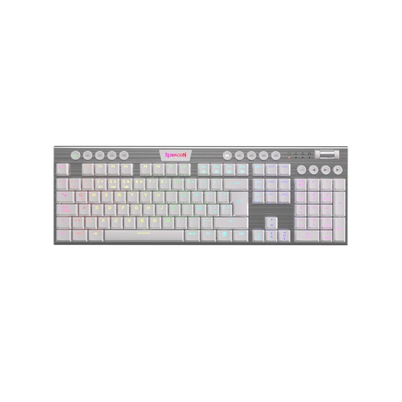 TECLADO MECANICO CABLEADO REDRAGON K619 HORUS FS WHITE RGB RED SWITCHES - ESPAÑOL