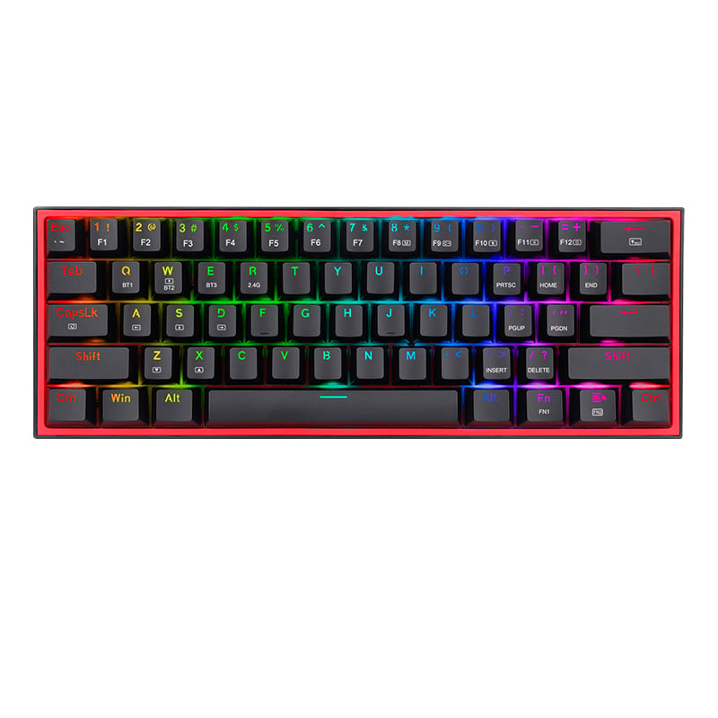 OUTLET - TECLADO MECANICO 60% REDRAGON FIZZ PRO K616 BLACK RGB RED SWITCHES