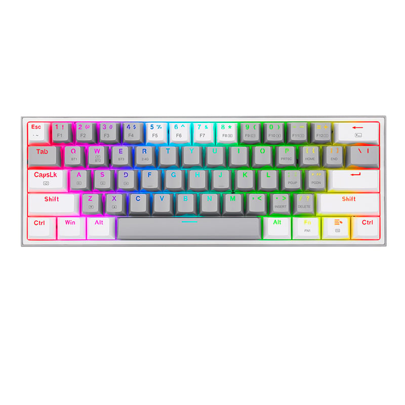 TECLADO MECANICO 60% REDRAGON FIZZ PRO K616 GREY/WHITE RGB RED SWITCHES