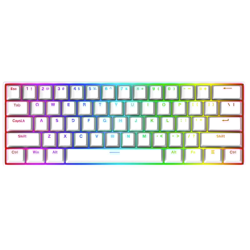 TECLADO MECANICO 60% REDRAGON DRAGONBORN K630 WHITE RGB SWITCH RED