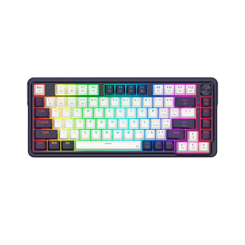 TECLADO MECANICO 80% REDRAGON UCAL PRO K673 RGB SWITCH RED WIRED/BT NEGRO Y BLANCO