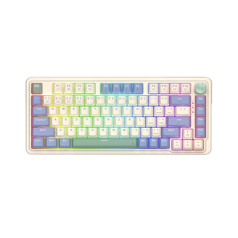 TECLADO MECANICO 80% REDRAGON UCAL PRO K673 RGB SWITCH RED WIRED/BT - CREAM/PURPLE/GREEN