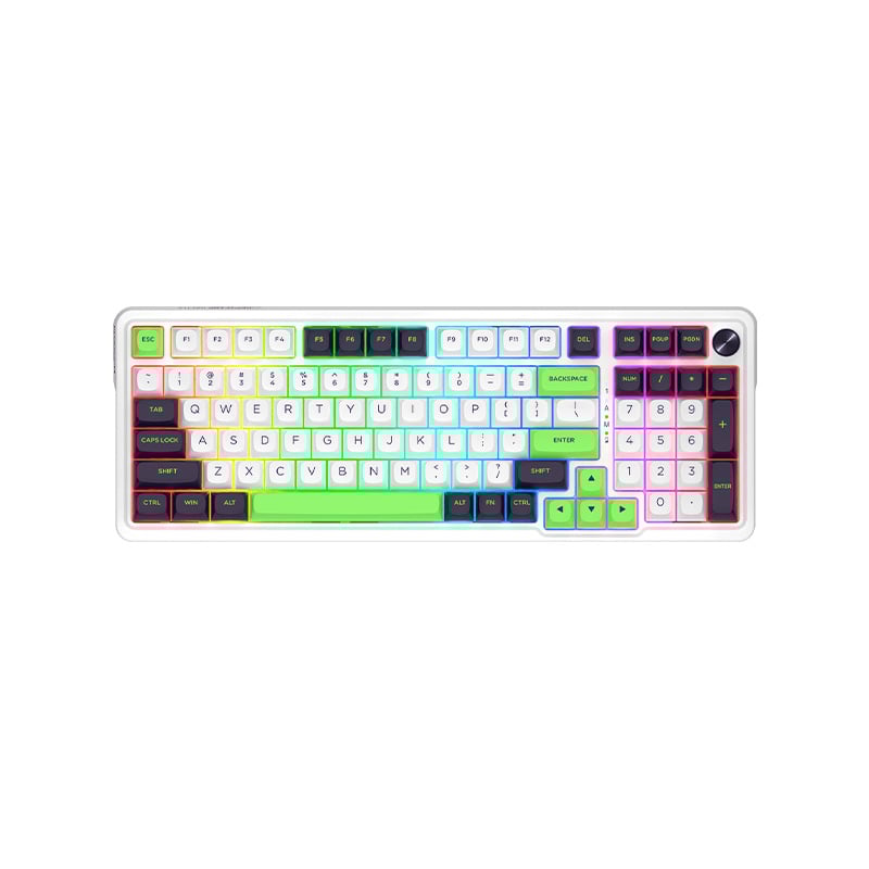 TECLADO MECANICO REDRAGON EISA K686WBG RGB MAX SWITCH RED WIRED/BT - BLANCO, NEGRO Y VERDE