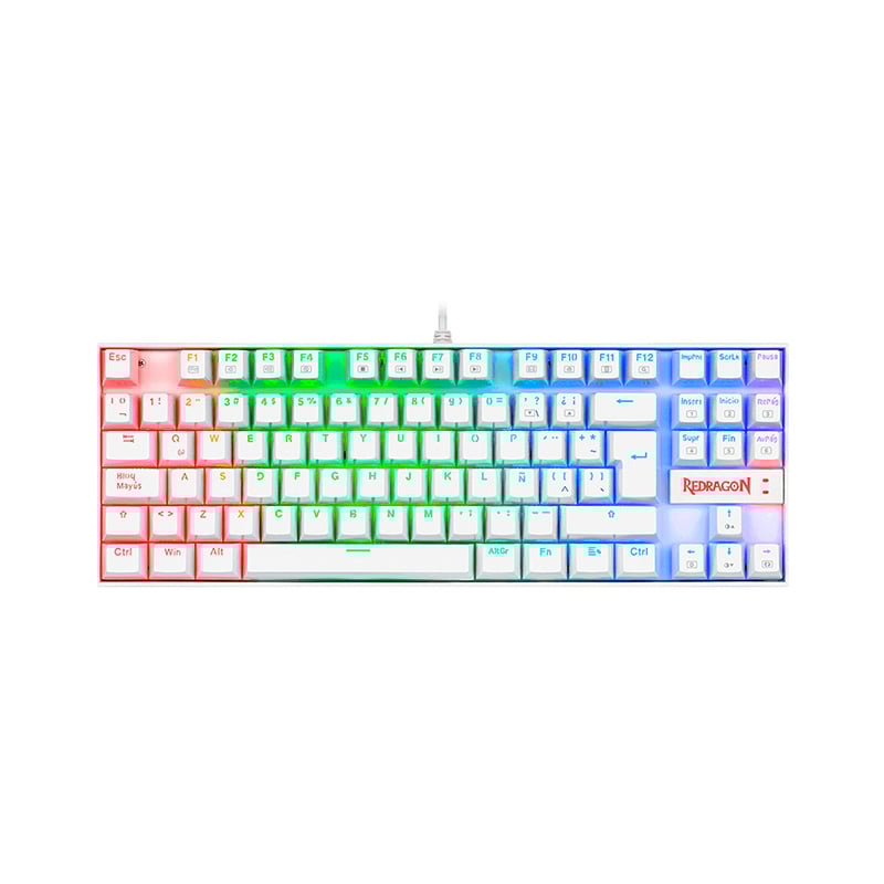 TECLADO REDRAGON K552 KUMARA WHITE MECANICO RGB ESP SWITCH RED