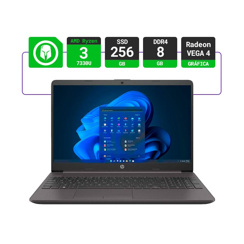 NOTEBOOK HP 255 15.6" AMD RYZEN 3 7330U 8GB RAM 256GB - FREEDOS