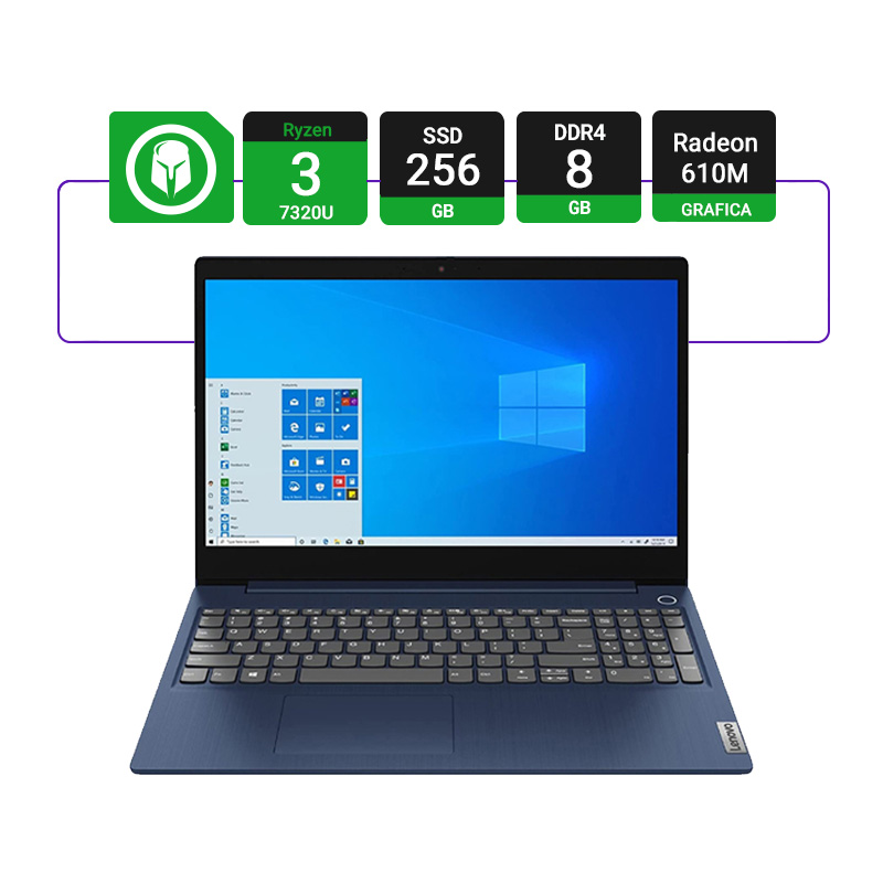 NOTEBOOK LENOVO IDEAPAD 1 15AMN7 15.6" RYZEN 3 7320U 8GB RAM 256GB SSD W11 - ABYSS BLUE