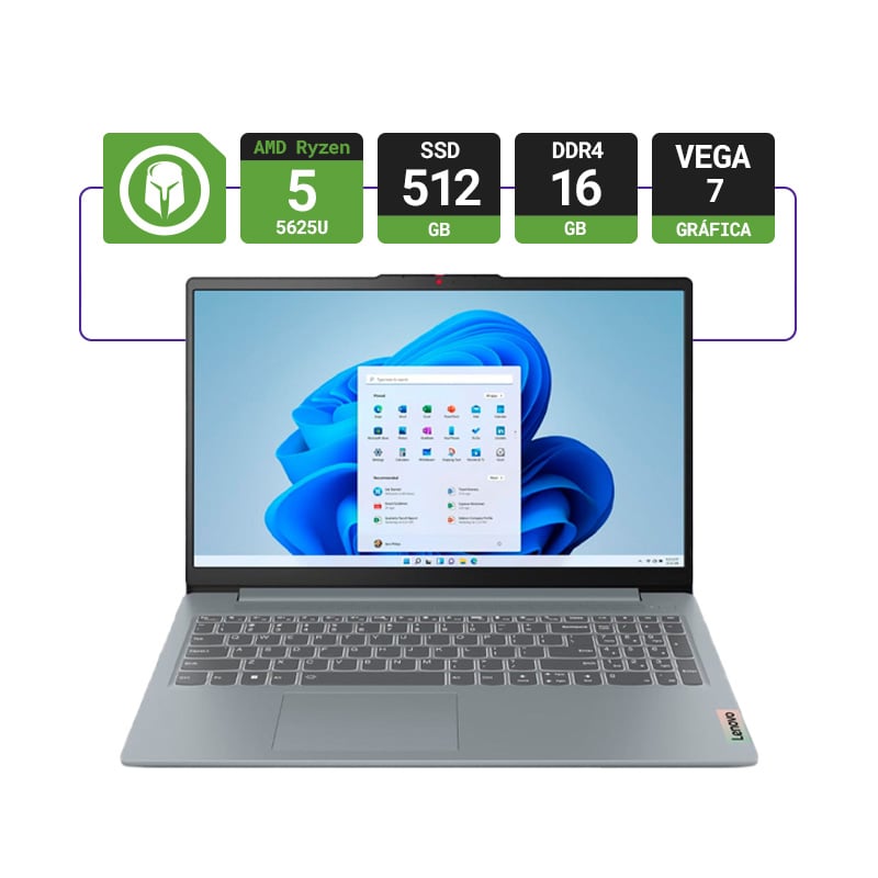 NOTEBOOK LENOVO IDEA PAD SLIM 3 15ABR8 15.6" AMD RYZEN 5 5625U 16GB RAM 512GB NVME - SIN SO