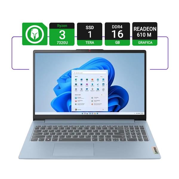 Notebook Lenovo Ip Slim 3 15amn8 15.6" Ryzen 3 7320u 16gb 1tb Nvme Fhd Sin So + Maletin