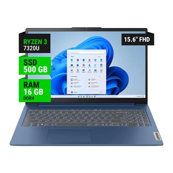 Notebook Lenovo Ip Slim 3 15amn8 15.6" Ryzen 3 7320u 16gb 500gb Nvme Fhd Sin So + Maletin