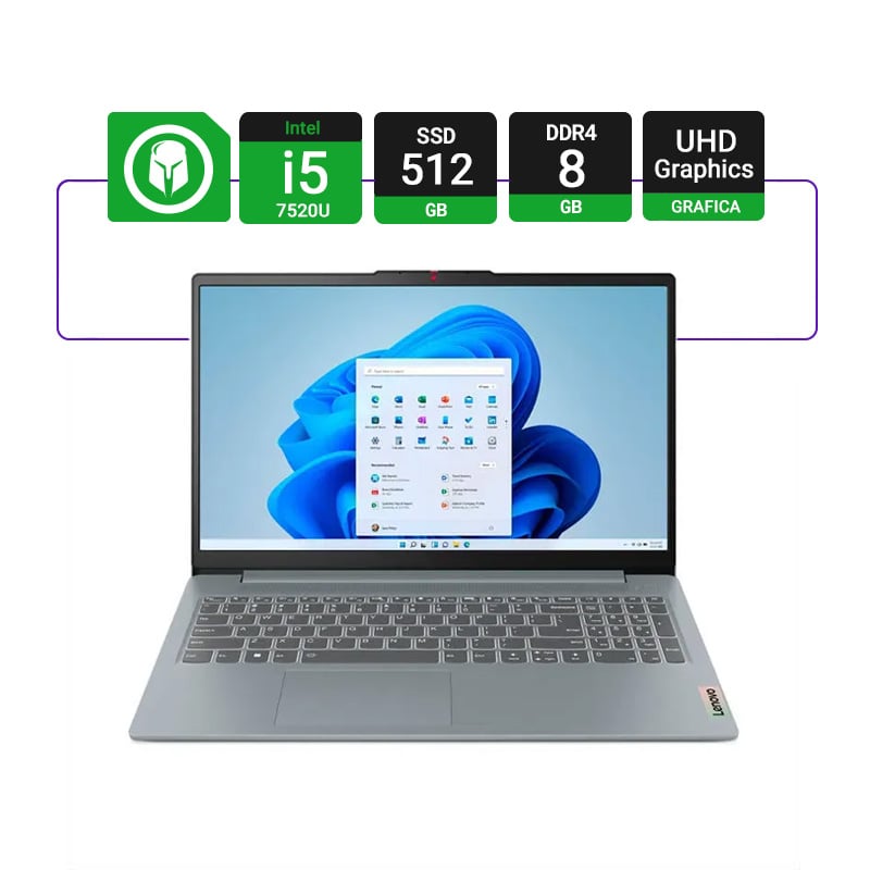 NOTEBOOK LENOVO IDEAPAD SLIM 3 15IAH8 15.6" INTEL I5 12450H 8GB RAM 512GB NVME FHD - W11 HOME