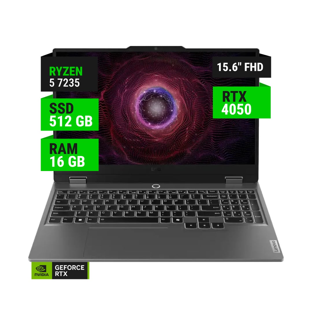 NOTEBOOK LENOVO LOQ 15ARP9 15.6" FHD AMD RYZEN 5 7235HS 16GB RAM 512GB SSD RTX 4050 - W11