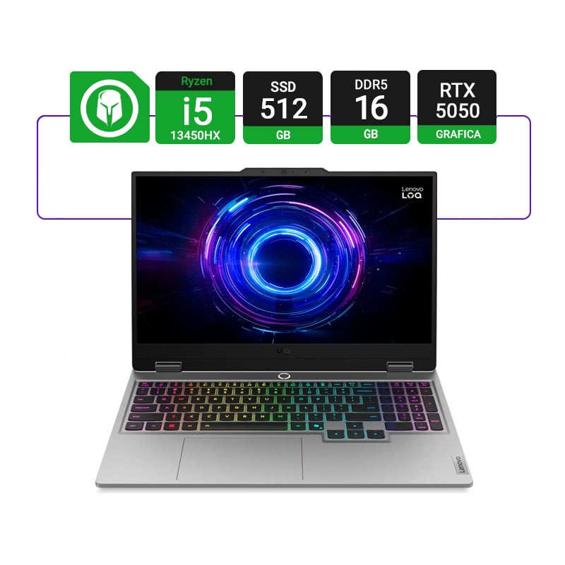 NOTEBOOK GAMER LENOVO LOQ 15IRX10 GAMING 15.6" INTEL I5 13450HX 16GB RAM 512GB SSD RTX 5050 W11