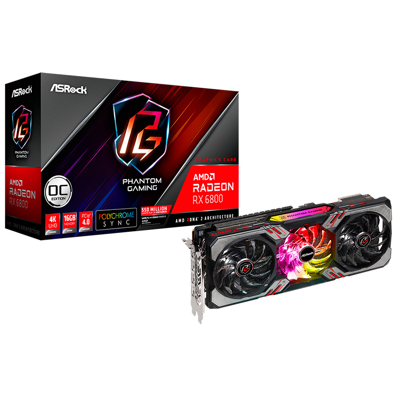 PLACA DE VIDEO AMD RADEON ASROCK RX 6800 PHANTOM GAMING 16GB GDDR6 OC