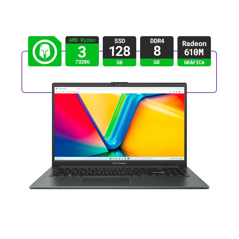 NOTEBOOK ASUS VIVOBOOK GO E1504FA-AS33-B 15.6" AMD RYZEN 3 7320U FHD 8GB RAM 128GB SSD W11 - BLACK