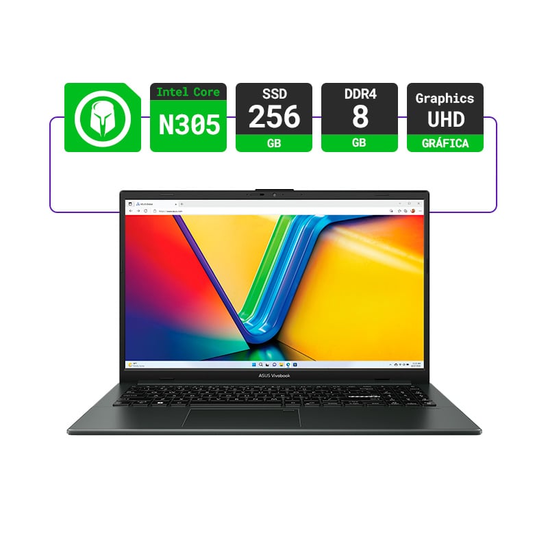 NOTEBOOK ASUS E1504G 15.6" INTEL I3 N305 8GB RAM 256GB SSD FREEDOS