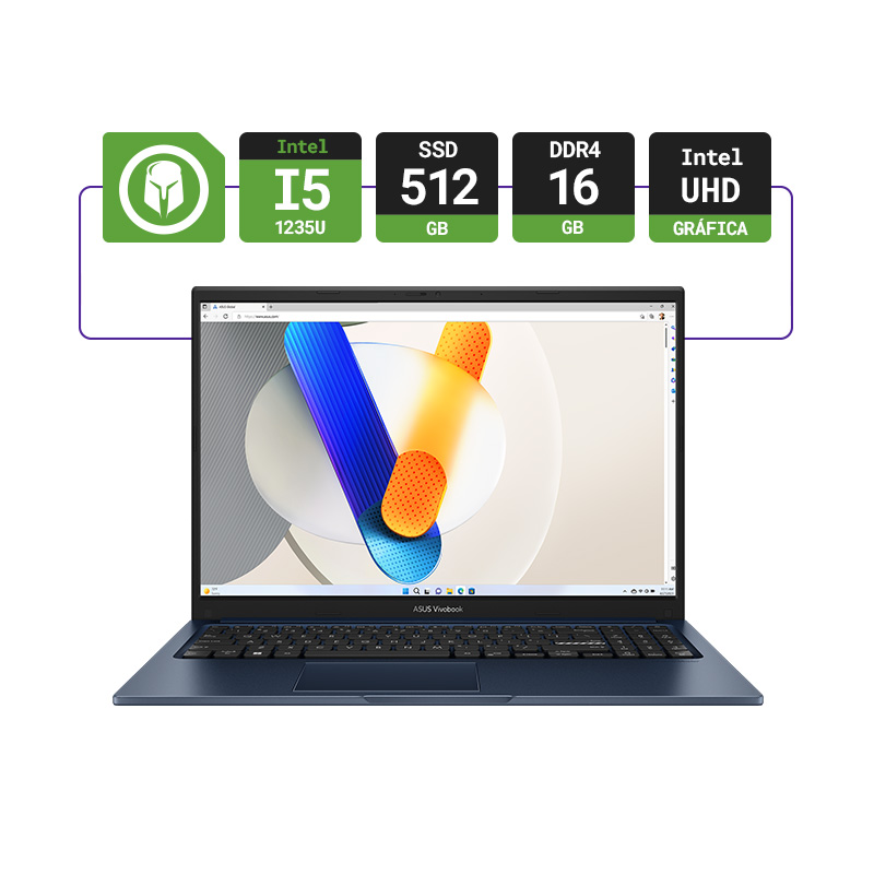 NOTEBOOK ASUS VIVOBOOK X1504 15.6" INTEL I5 1235U 16GB RAM 512GB SSD M.2 NVME PCIE 3.0 FHD FREEDOS