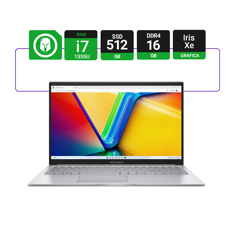 NOTEBOOK ASUS VIVOBOOK 15 X1504 15.6" INTEL I7 1355U 16GB RAM 512GB SSD NVME W11 HOME