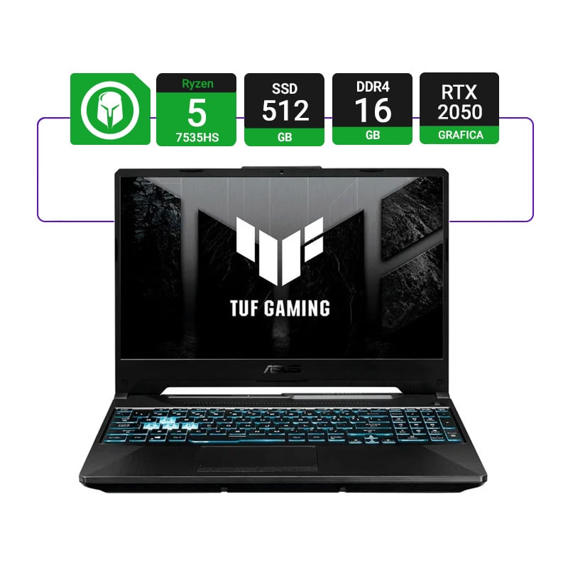 NOTEBOOK ASUS TUF A15 15.6" RYZEN 5 7535HS 16GB RAM 512GB SSD NVME RTX 2050