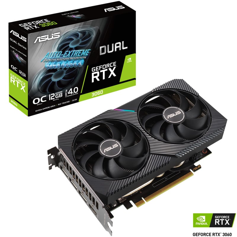 PLACA DE VIDEO ASUS NVIDIA GEFORCE DUAL RTX 3060 OC V2 12GB GDDR6 LHR