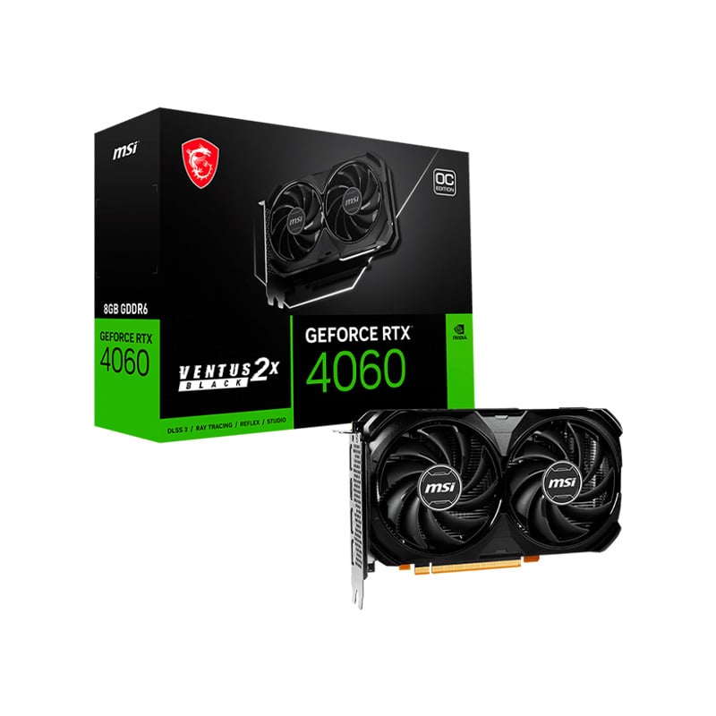 PLACA DE VIDEO MSI NVIDIA GEFORCE RTX 4060 VENTUS 2X 8GB GDDR6 OC - BLACK (MEJOR QUE 3060)