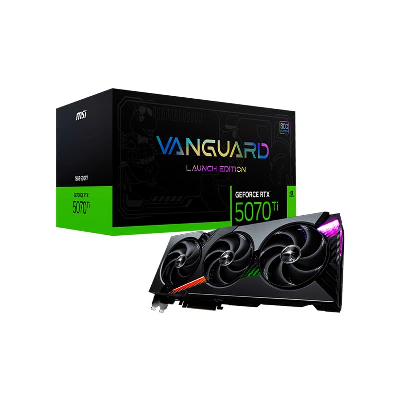 PLACA DE VIDEO MSI NVIDIA GEFORCE RTX 5070 TI VANGUARD 16GB SOC LAUNCH EDITION GDDR7
