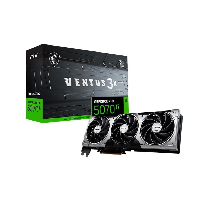 PLACA DE VIDEO MSI NVIDIA GEFORCE RTX 5070 TI VENTUS 3X 16GB OC GDDR7