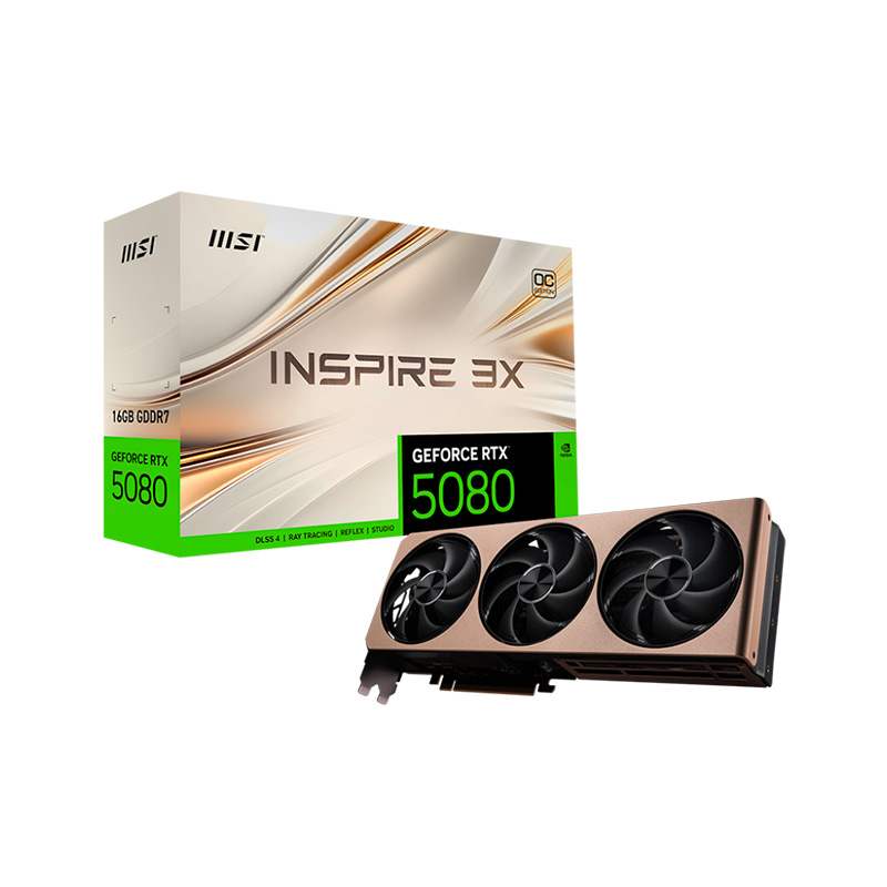 PLACA DE VIDEO MSI NVIDIA GEFORCE RTX 5080 INSPIRE X3 16GB OC GDDR7