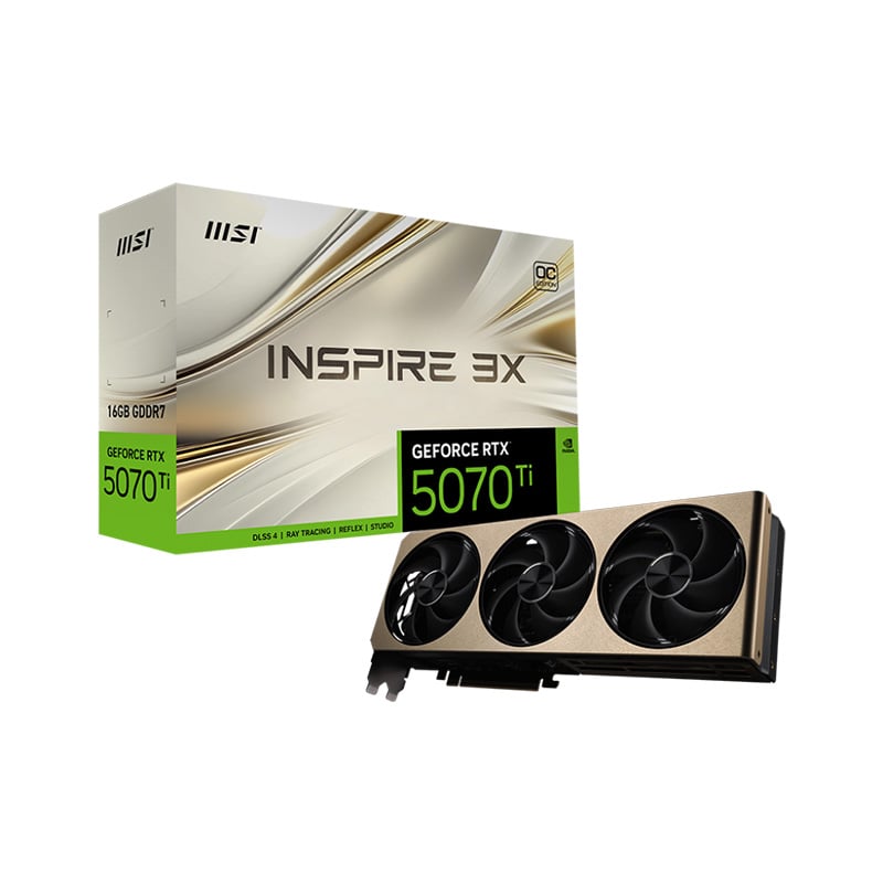 PLACA DE VIDEO MSI NVIDIA GEFORCE RTX 5070 TI INSPIRE 3X 16GB OC GDDR7