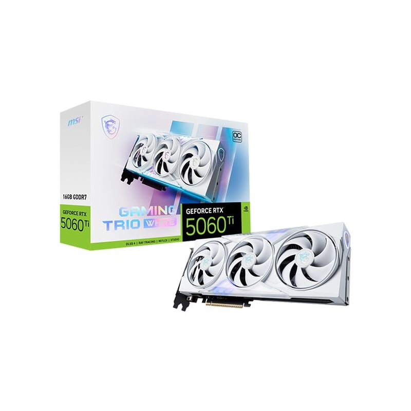 PLACA DE VIDEO MSI NVIDIA GEFORCE RTX 5060 TI GAMING TRIO 16GB OC WHITE GDDR7