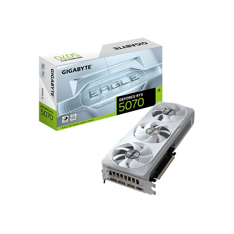 PLACA DE VIDEO GIGABYTE NVIDIA GEFORCE RTX 5070 EAGLE ICE 12GB OC GDDR7 (WHITE)