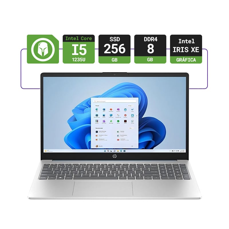 NOTEBOOK HP FD0095 15.6" INTEL CORE I5-1235U 8GB RAM 256GB SSD W11 UHD - SILVER
