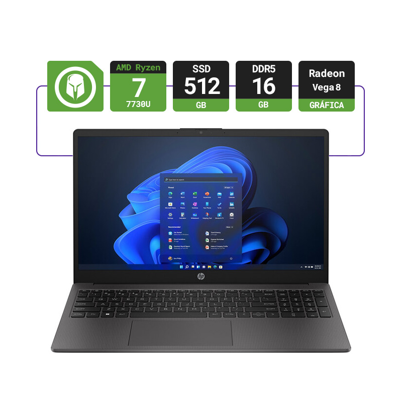 NOTEBOOK HP 255 G10 15.6" AMD RYZEN 7 7730U 16GB RAM 512GB SSD - FREEDOS