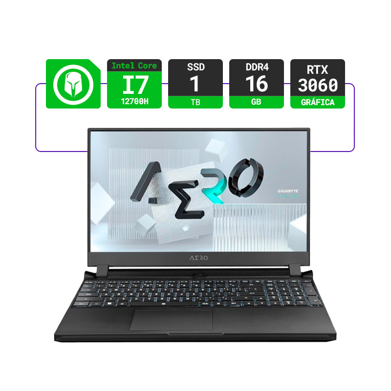 NOTEBOOK GAMER GIGABYTE AERO 5 15.6" OLED KE4-72LA614SH I7 12700 RTX 3060