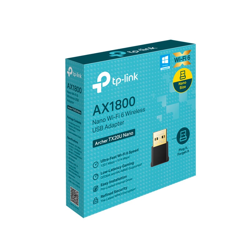 ADAPTADOR USB TP-LINK ARCHER TX20U NANO AX1800 DUAL BAND 2.4GHZ 5.8GHZ 1800MBPS