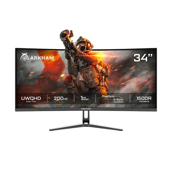 MONITOR LED VA CURVO 34" ARKHAM GAMING UWQHD 200HZ R1500