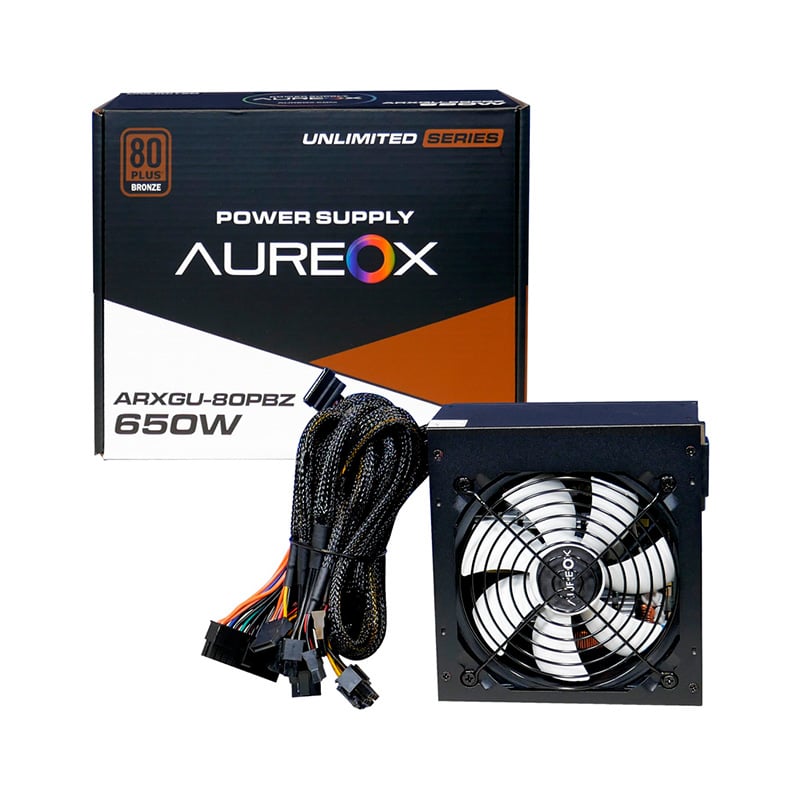 650W GD650S ATX Gaming PC Fuente de alimentación 80+ Fuente de alimentación  de bronce PSU no modular Cables negros planos Ventilador LED RGB