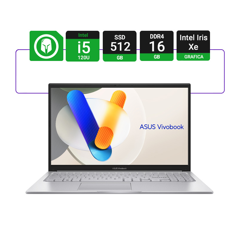 NOTEBOOK ASUS VIVOBOOK IPS 15.6" INTEL I5 CORE 120U 16GB RAM 512GB SSD - COOL SILVER - WIN11
