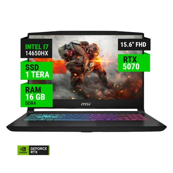 Notebook Msi Katana 15 Hx B14wgk 15,6" Intel I7 14650hx 16gb Ram 1tb Nvme Rtx 5070 W11 165hz