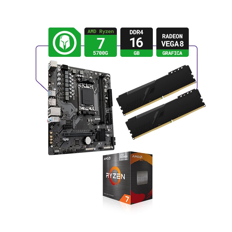 COMBO ACTUALIZACIÓN AMD RYZEN 7 5700G + A520 AM4 + 16GB RAM DDR4