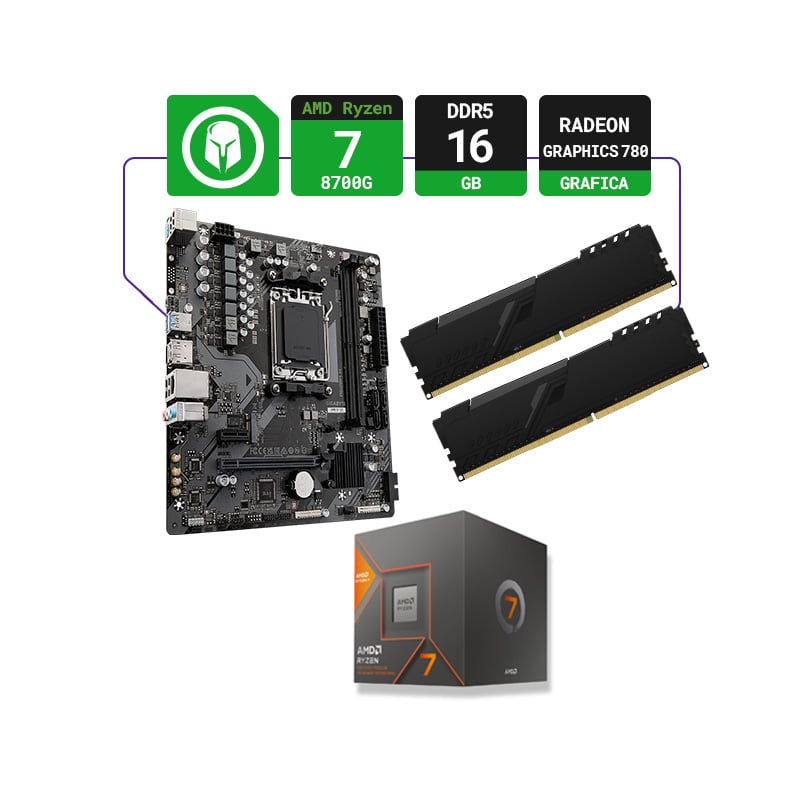 COMBO ACTUALIZACIÓN AMD RYZEN 5 8700G + A620 AM5 + 16GB RAM DDR5