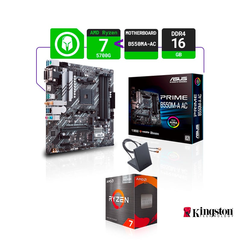 COMBO ACTUALIZACIÓN AMD RYZEN 7 5700G + B550M-A AC + 16GB RAM